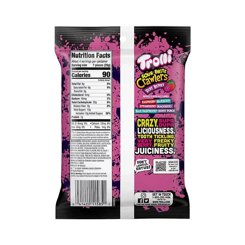 Trolli Sour Brite Crawlers Very Berry, 3.4 oz