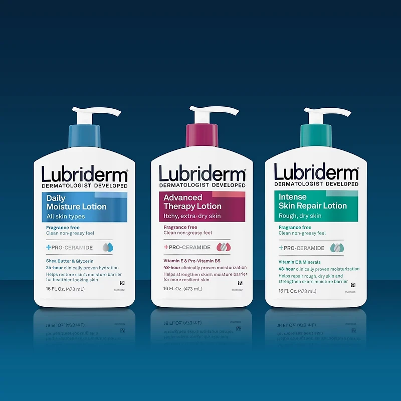 Lubriderm Fragrance Free Daily Moisture Lotion + Pro-Ceramide, Shea Butter & Glycerin, Face, Hand & Body Lotion for Sensitive Skin, Hydrating for Healthier-Looking Skin, 16 fl. oz