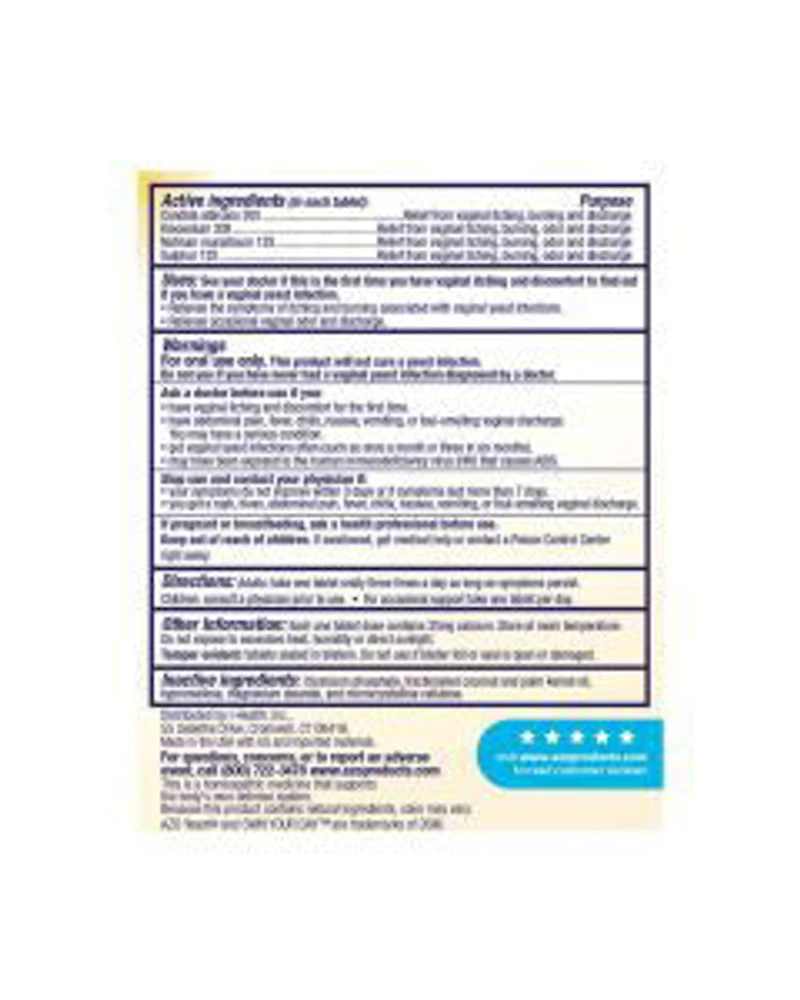 Azo Yeast Plus Dual Relief Tablets, 20 ct