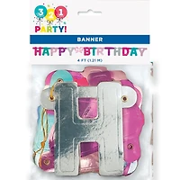 Pink, Purple, & Teal Happy Birthday Banner, 4 Feet