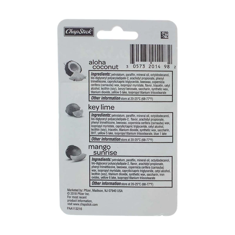 ChapStick Tropical Paradise Lip Balm Collection, Pack of 3