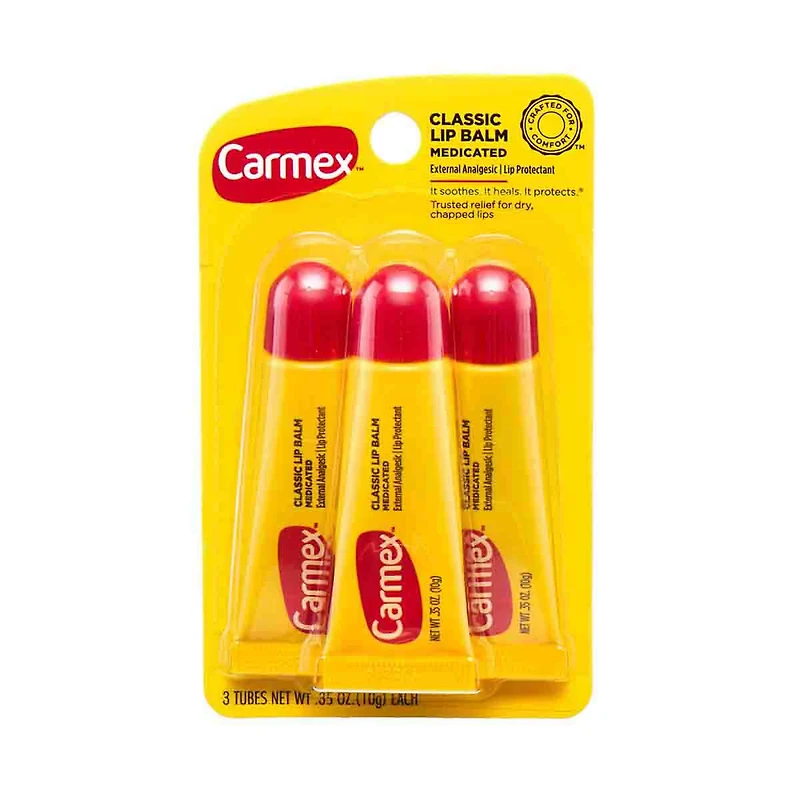 Carmex Classic Lip Balm, Original Tube, 3 Pack