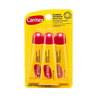Carmex Classic Lip Balm, Original Tube, 3 Pack