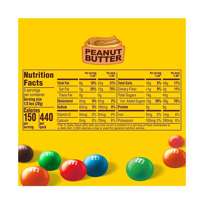 M&M'S Peanut Butter Chocolate Candies, Theater Box, 3 oz
