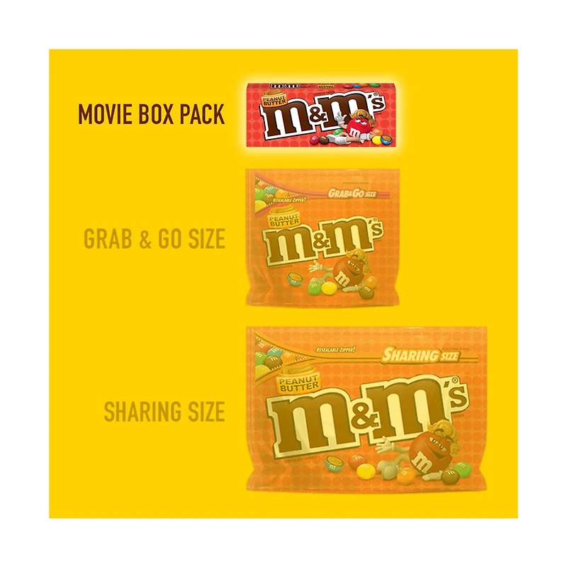 M&M'S Peanut Butter Chocolate Candies, Theater Box, 3 oz