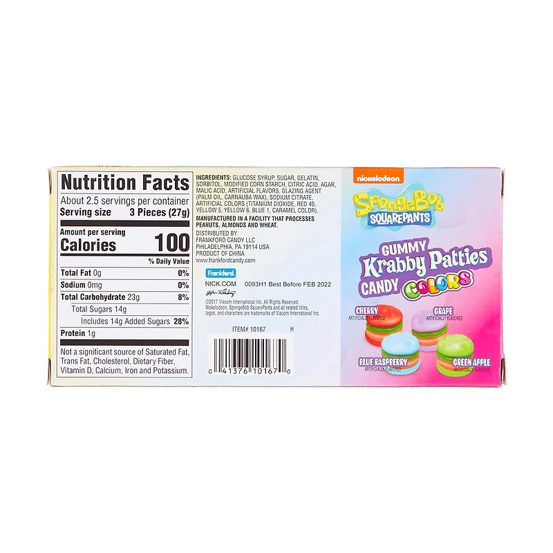 Frankford Spongebob Krabby Patties Gummy Candy Theatre Box, 2.54 oz