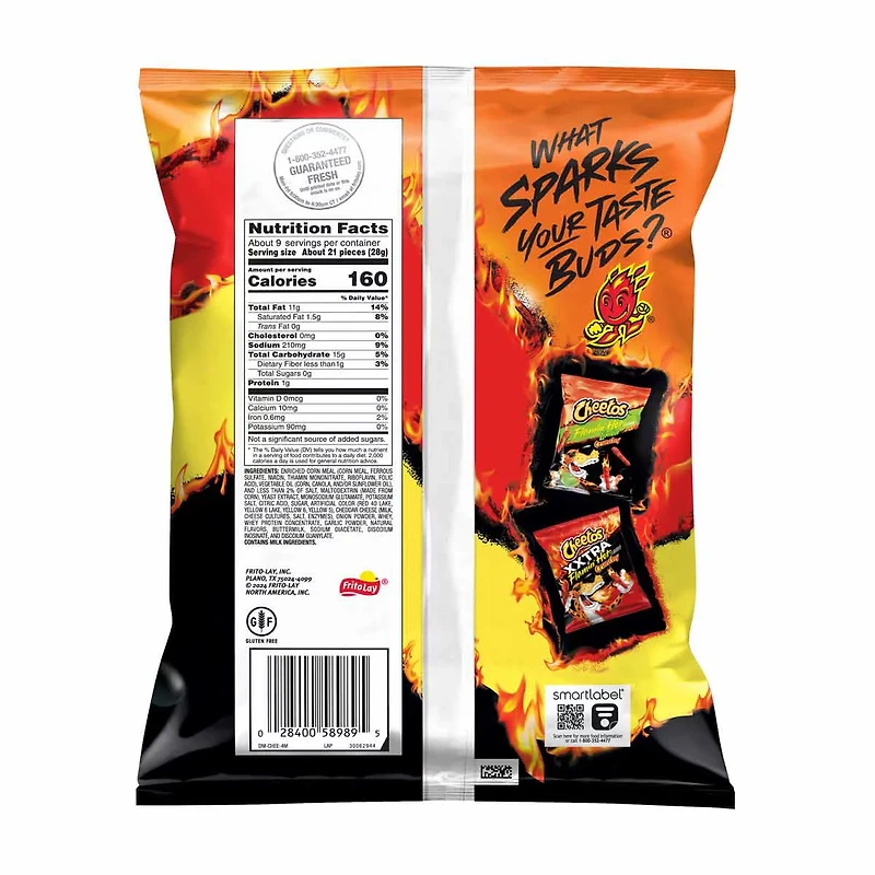 Cheetos Flamin' Hot Crunchy Cheese Flavored Snacks 8.5 Oz Bag