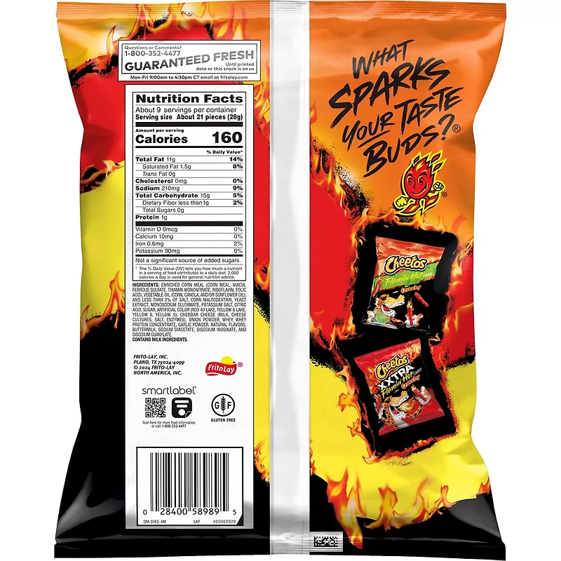 Cheetos Crunchy Cheese Flavored Snacks Flamin' Hot Flavored 8 1/2 Oz
