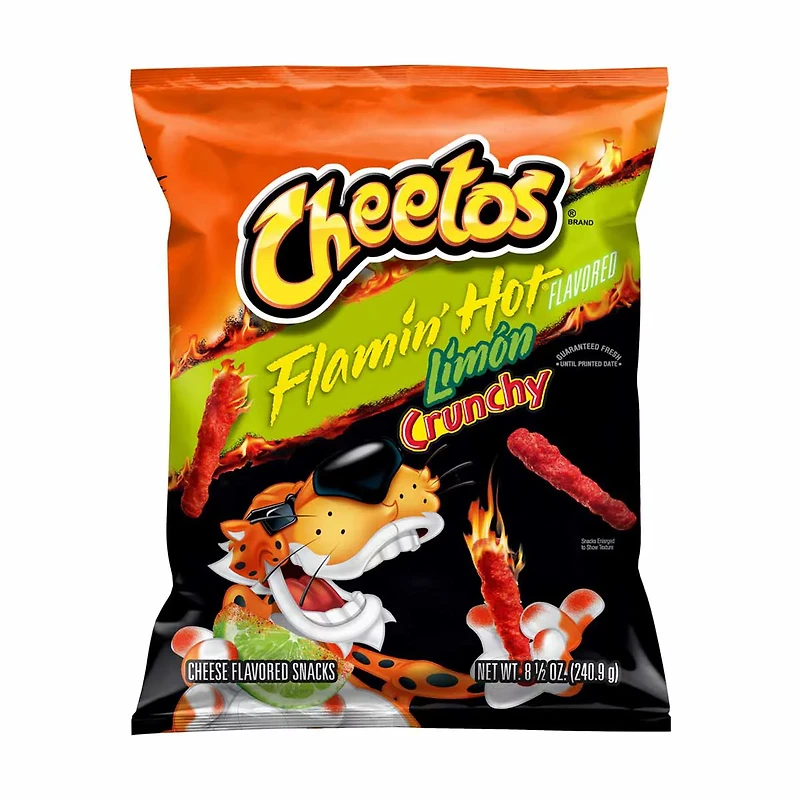 Cheetos Crunchy Flamin Hot Limon Cheese Flavored Snacks, 8.5 oz