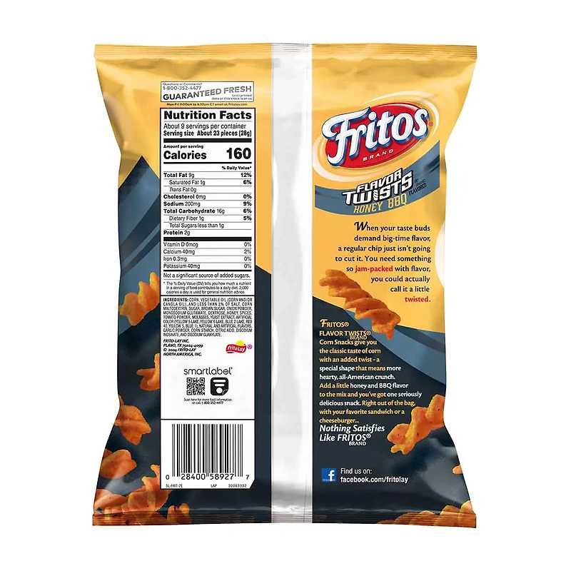 Fritos Twists Honey BBQ Corn Snacks, 9.25 Oz Bag
