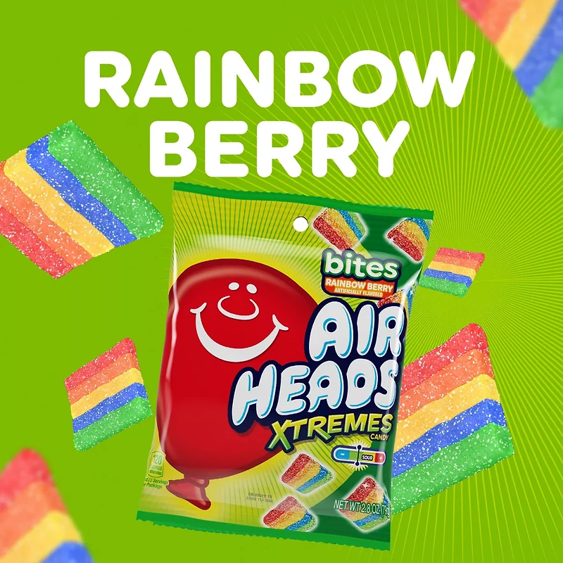 Airheads Xtremes Sweet and Sour Candy Bites, Chewy Candy Bag, Rainbow Berry Artificially Flavored, 2.8 Ounces