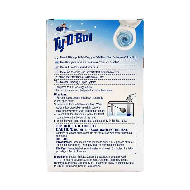 Ty-D-Bol Blue Tablets Toilet Bowl Cleaner Value, 5 Pack