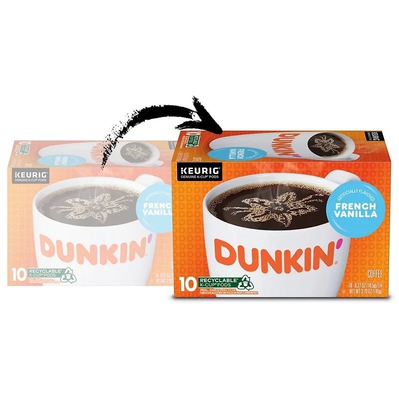 Dunkin’ French Vanilla Artificially Flavored Coffee, Keurig K-Cup Pods, 10 Count Box