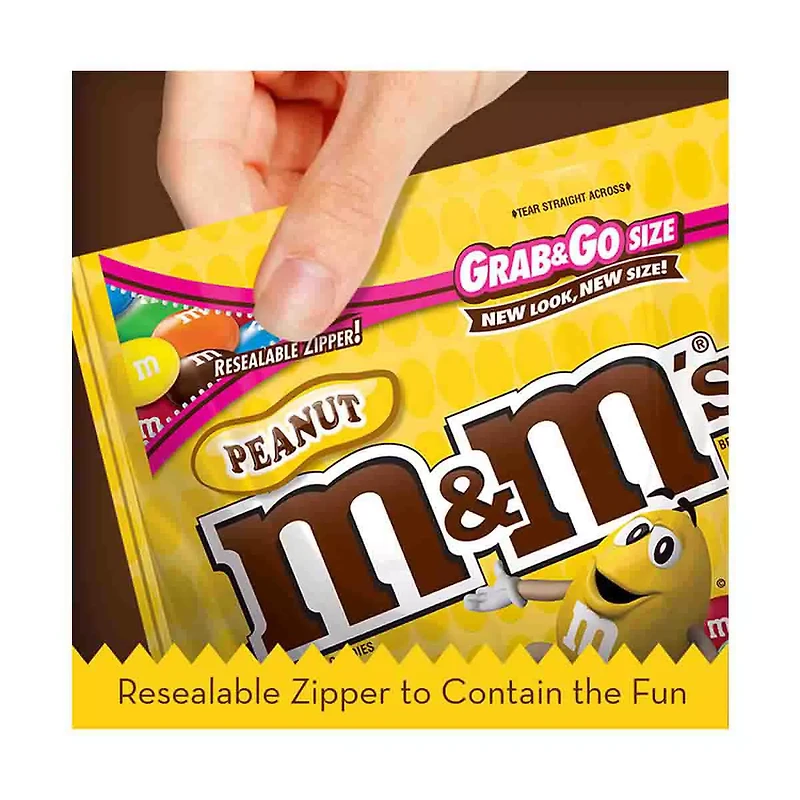 M&M'S Peanut Chocolate Candy Grab & Go Size Bag, 5.5 oz