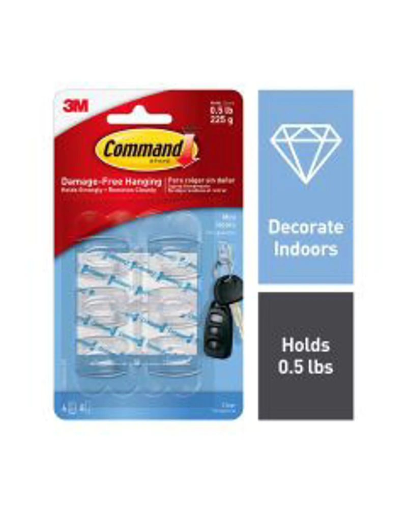 Command Clear Mini Hooks, 6 Hooks, 8 Strips/Pack.