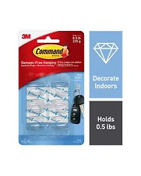 Command Clear Mini Hooks, 6 Hooks, 8 Strips/Pack.
