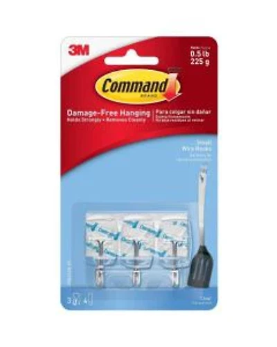 Command Small Clear Utensil Hooks with Clear Strips, 3 Hooks, 4 Strips/Pack