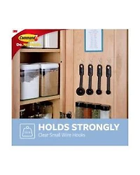 Command Small Clear Utensil Hooks with Clear Strips, 3 Hooks, 4 Strips/Pack