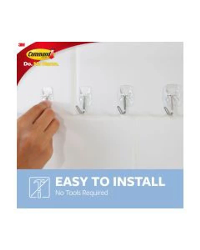 Command Small Clear Utensil Hooks with Clear Strips, 3 Hooks, 4 Strips/Pack