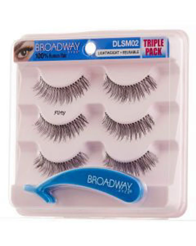 Broadway Lightweight Eyelashes, Triple Pack, Flirty