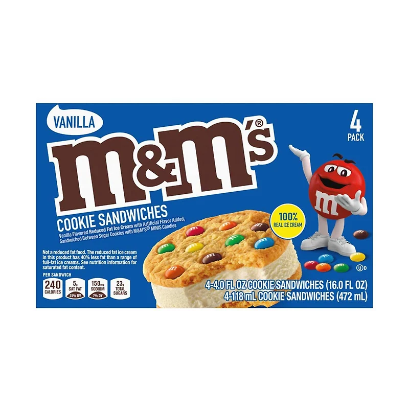 M&M'S Vanilla Ice Cream Sandwiches, 4 ct