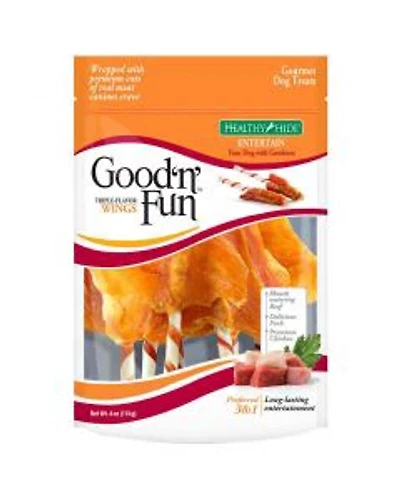 Good 'n' Fun Triple Flavor Wings Beef, Pork & Chicken Dog Chews, 4 oz