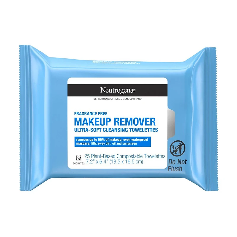 Neutrogena Fragrance-Free Cleansing Makeup Remover Face Wipes, 25 ct