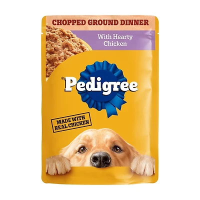 Pedigree Chopped Ground Dinner With Hearty Chicken Adult Soft Wet Dog Food Pouch