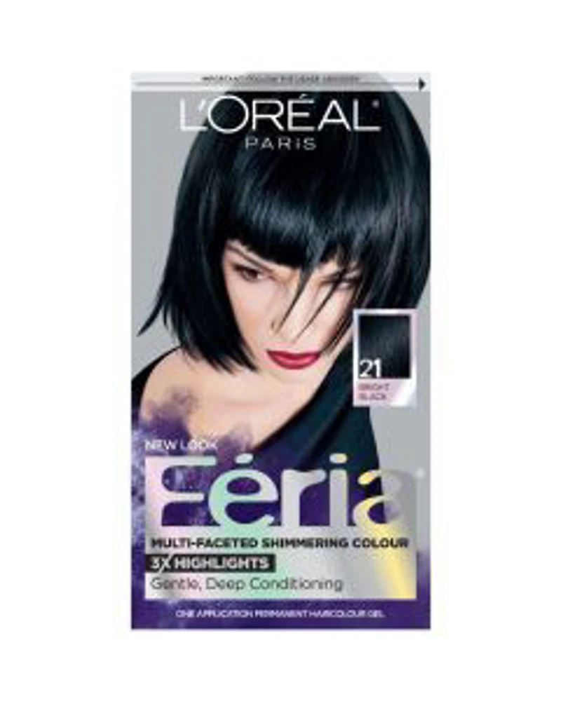 L'Oreal Paris Feria Multi-Faceted Shimmering Permanent Hair Color, 21 Starry Night (Bright Black)