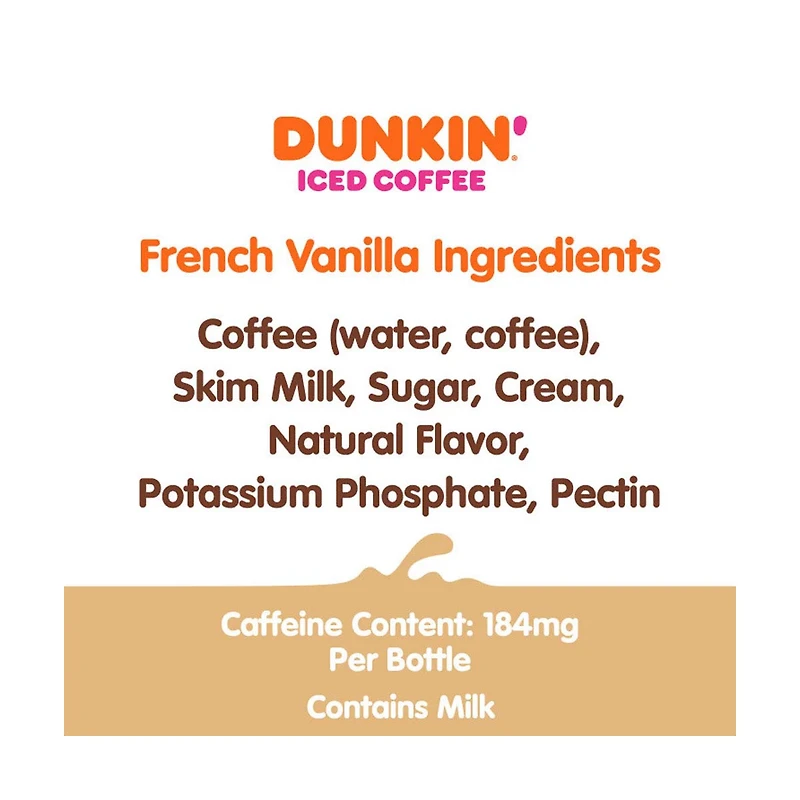 Dunkin' French Vanilla Iced Coffee, 13.7 fl oz