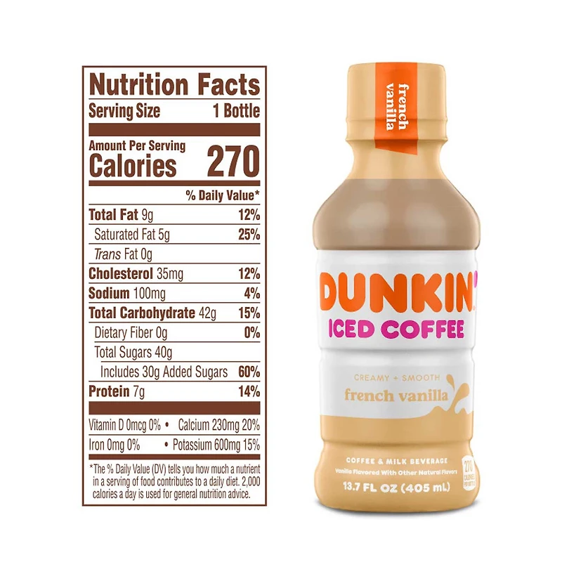 Dunkin' French Vanilla Iced Coffee, 13.7 fl oz