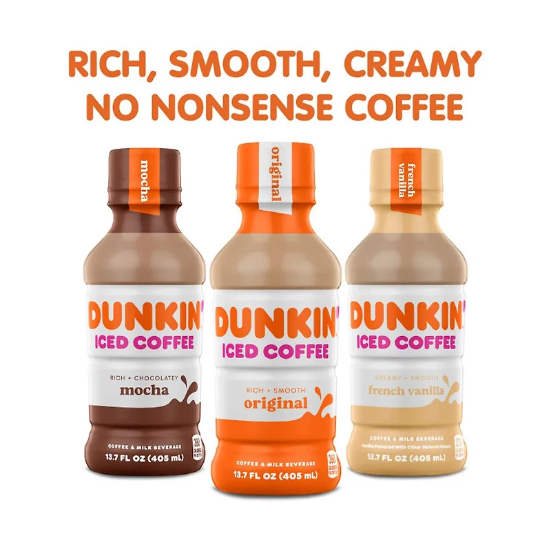 Dunkin' Mocha Iced Coffee Bottle, 13.7 fl oz