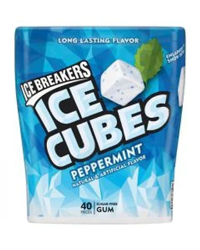 Ice Breakers Ice Cubes Peppermint Sugar Free Gum, 40 ct Pack