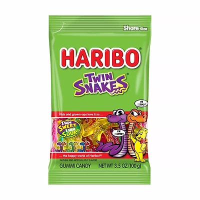 Haribo Twin Snakes Gummi Candy Bag, 3.5 oz