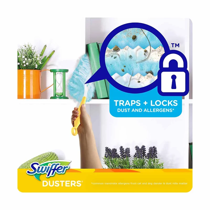 Swiffer Dusters Starter Kit for Cleaning, Kit Includes 1 Handle and 5 Dusters, Gain Original Scent