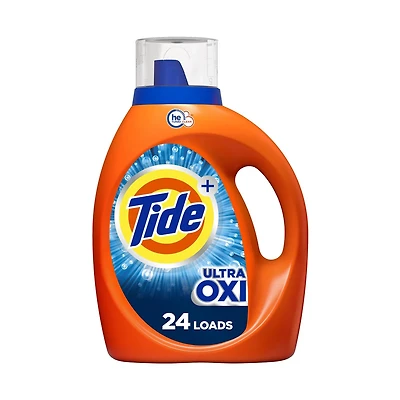 Tide Ultra Oxi Liquid Laundry Detergent, HE Compatible,
 34 fl oz, 24 loads