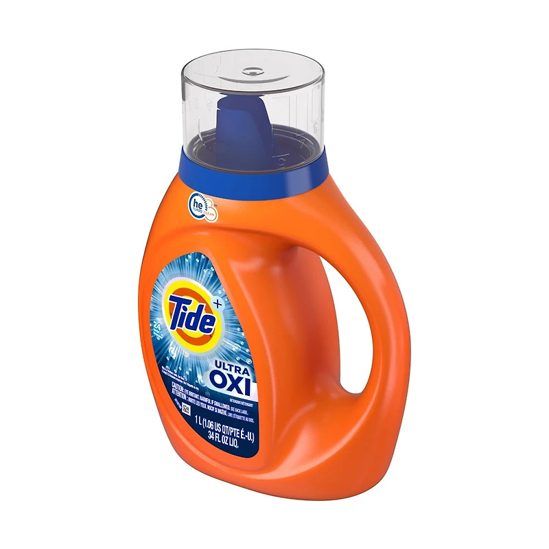 Tide Ultra Oxi Liquid Laundry Detergent, HE Compatible,
 34 fl oz, 24 loads
