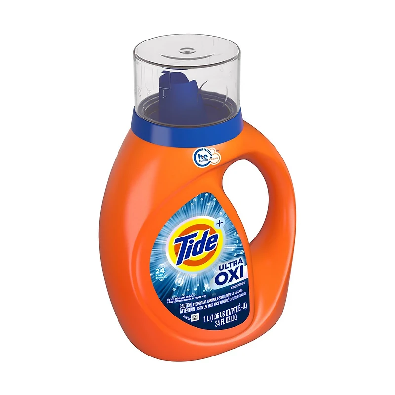 Tide Ultra Oxi Liquid Laundry Detergent, HE Compatible,
 34 fl oz, 24 loads