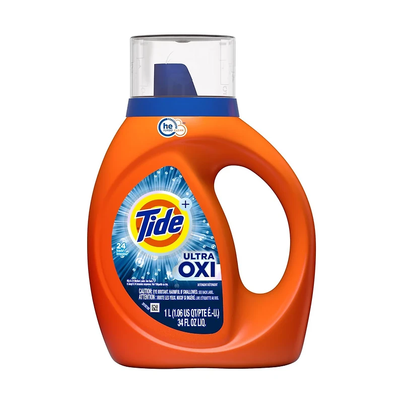 Tide Ultra Oxi Liquid Laundry Detergent, HE Compatible,
 34 fl oz, 24 loads