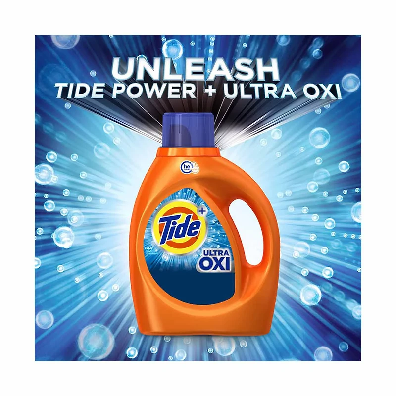Tide Ultra Oxi Liquid Laundry Detergent, HE Compatible,
 34 fl oz, 24 loads