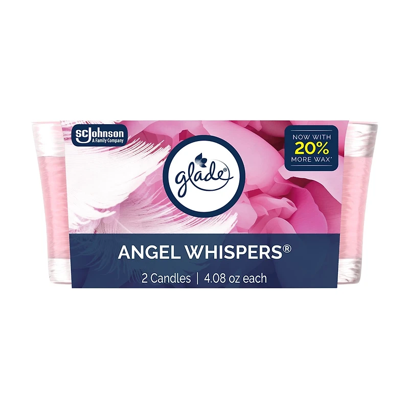 Glade Single Wick Candles, Angel Whispers Scent, 8.16 oz, 2 pk