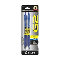 Pilot G2 Premium Gel Ink Pens, Fine Point, Blue Ink, 2 Count