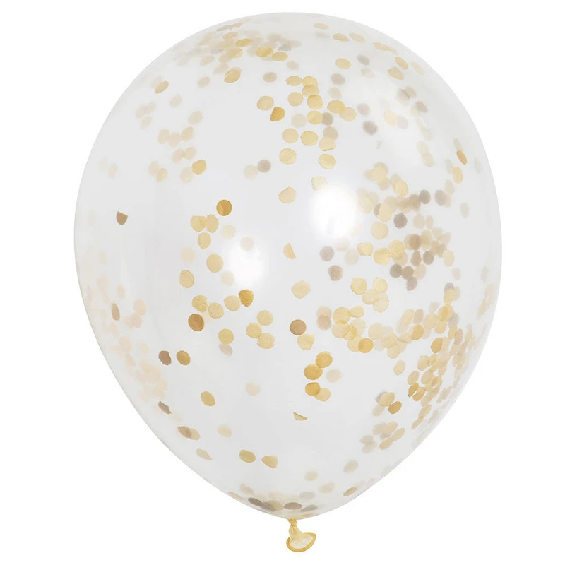 12" Latex Gold Confetti Balloons, 6 Count