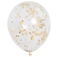 12" Latex Gold Confetti Balloons, 6 Count