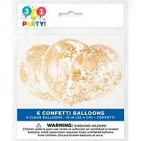 12" Latex Gold Confetti Balloons, 6 Count