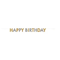 Glitter Gold & Silver Happy Birthday Banner, 5 Feet