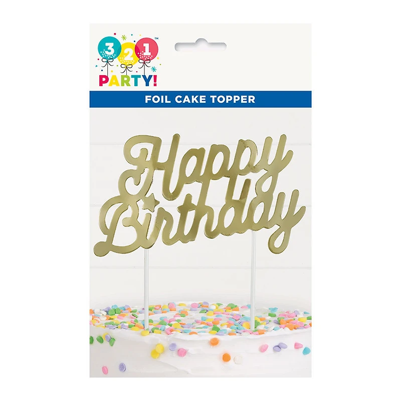 Gold Foil "Happy Birthday" Cake Topper