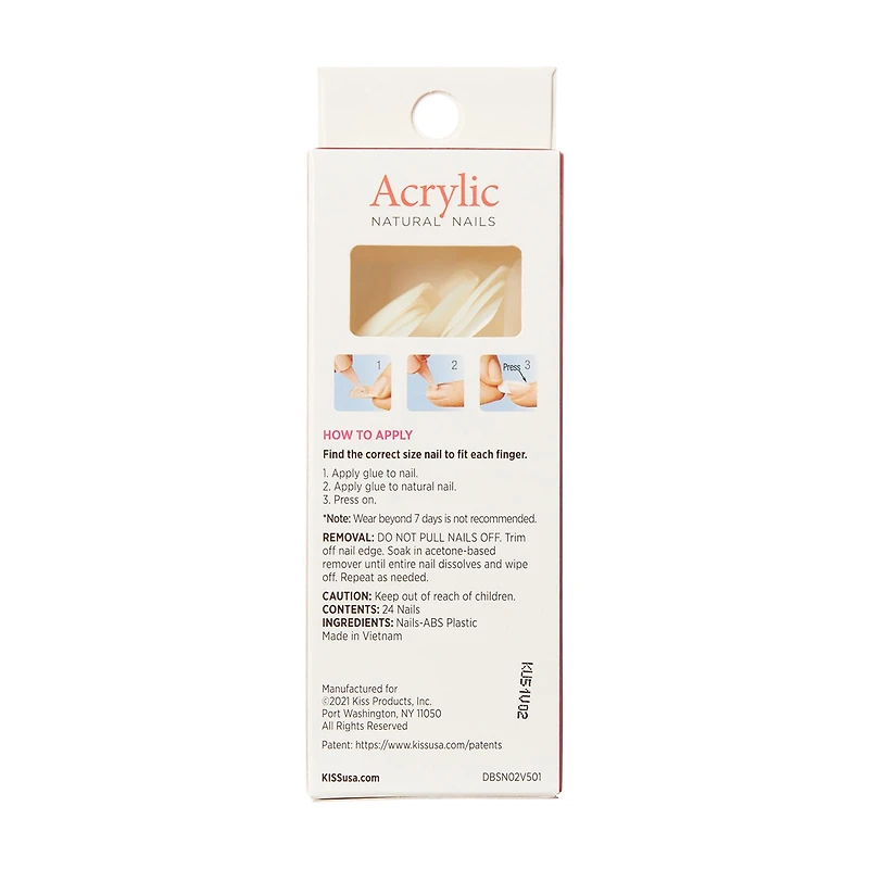 KISS Acrylic Natural Nails - 'Fetch' - 24 Pieces