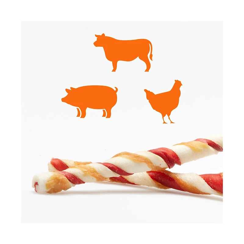 Good ’n’ Fun Triple Flavor Twists Rawhide Chews for Dogs, 22 ct