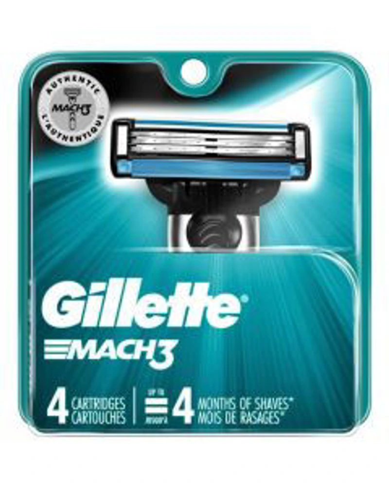 Gillette Mach3 Men's 3 Blades Razor Cartridges, 4 ct